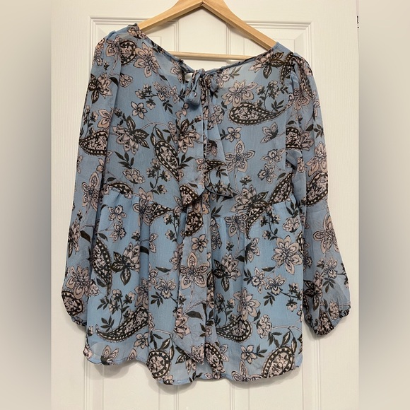 American Eagle Outfitters Blue Floral Blouse - Picture 2 of 7